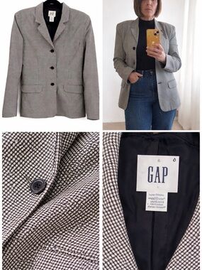 Vintage GAP Black and White Checked Tailored Blazer late 80s early 90s like new